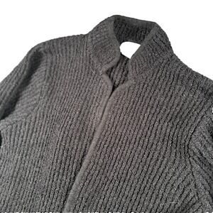 Side‎ Effects Cardigan Sweater Womens Large Black Ribbed Knit Open Front Pockets